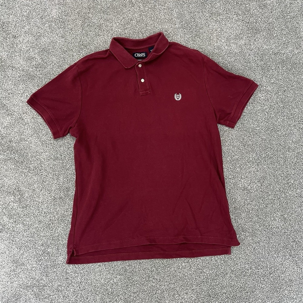 Chaps Polo Shirt Mens XL Red Custom Fit Short Sleeve Casual Classic Cotton